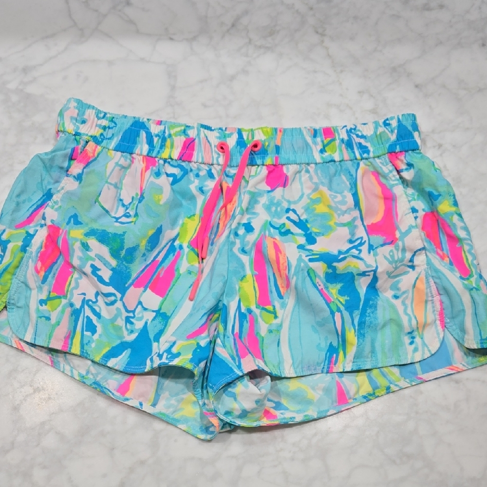Lilly Pulitzer Vibrant Blue and Pink Athletic Shorts